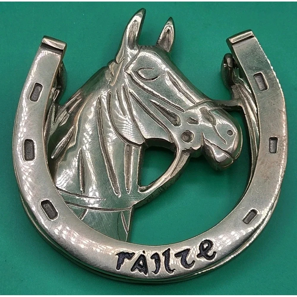 Solid Brass Horse And Horseshoe Good Luck 4.5